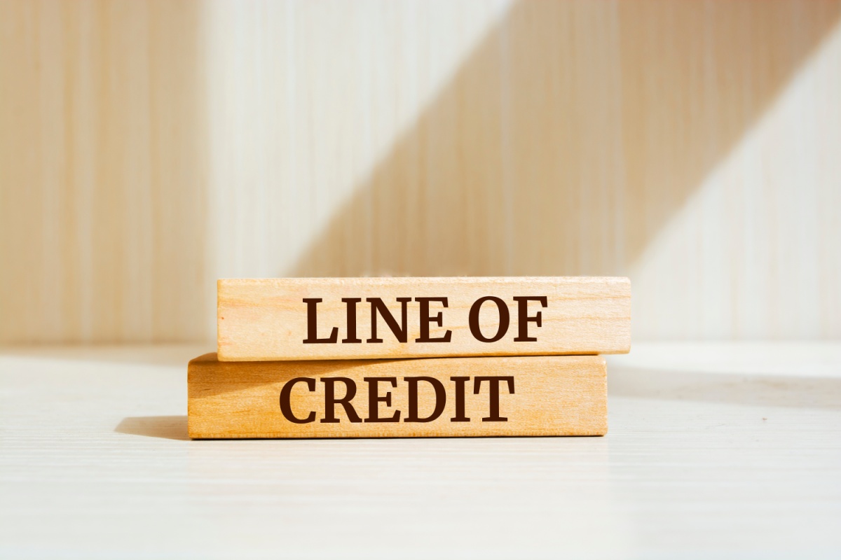 wooden blocks that say "line of credit"