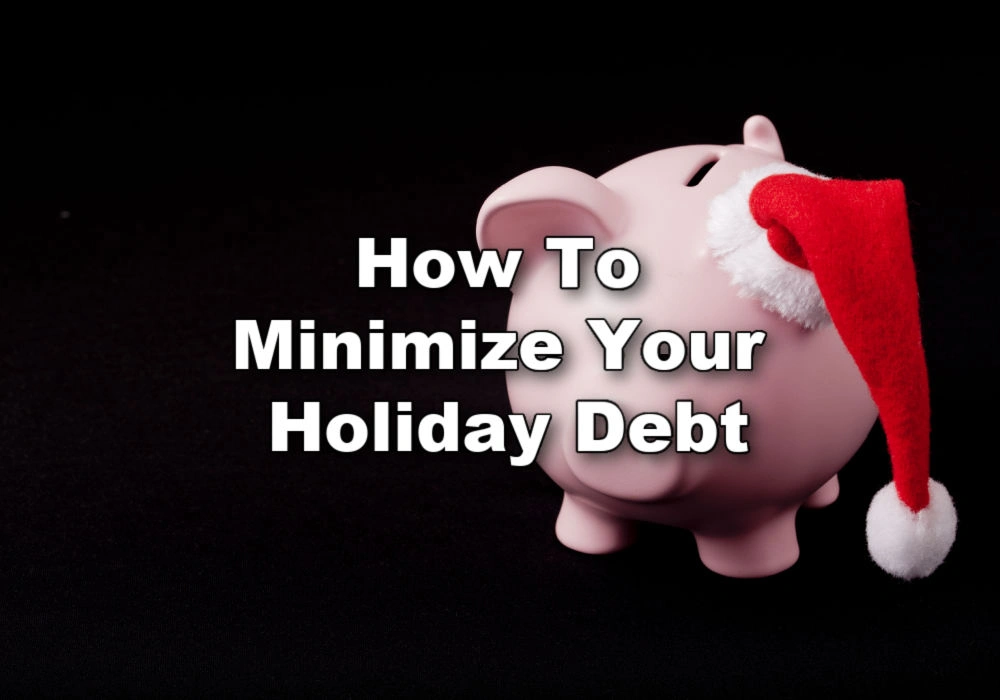 A piggy bank with a Santa hat reflects holiday debt.