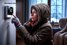 woman raises thermostat during cold weather