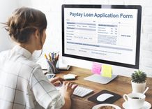 woman applying for fast payday loan lending online for emergency cash