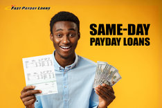 man holds cash from hassle-free payday loan