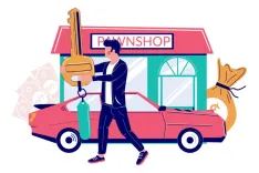 Animation of of a person using their car for title loan at Nevada Title and Payday Loans, Inc.