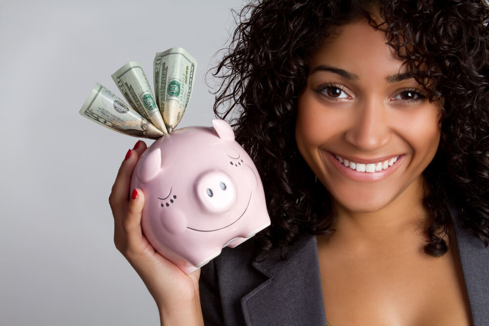 woman saving for new year financial goals