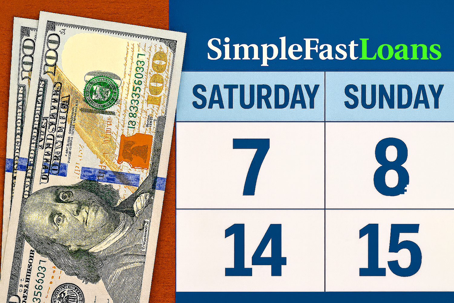 100 dollar bills laying on a calendar showing the weekend
