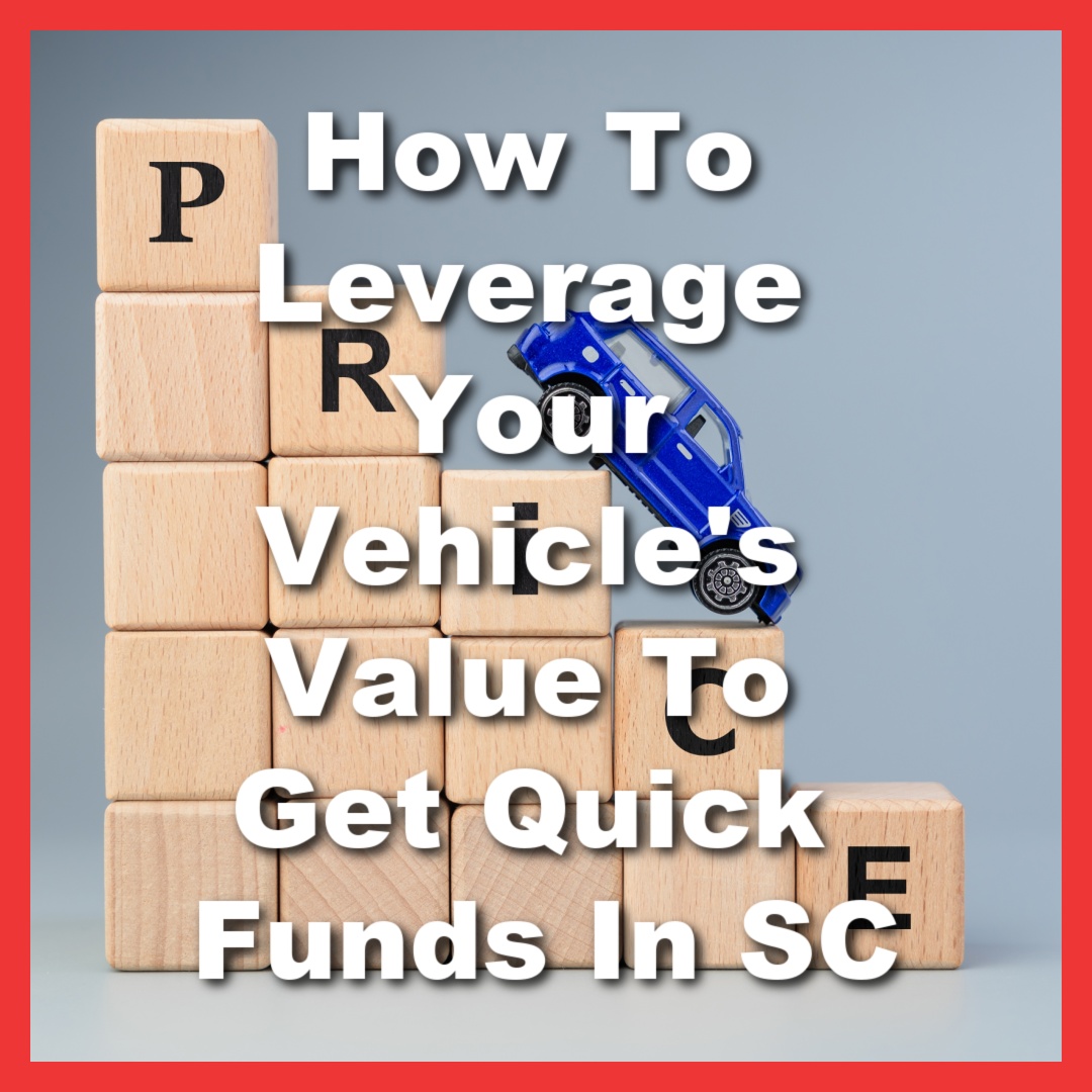 wooden blocks that say "price" with a toy car for title loans