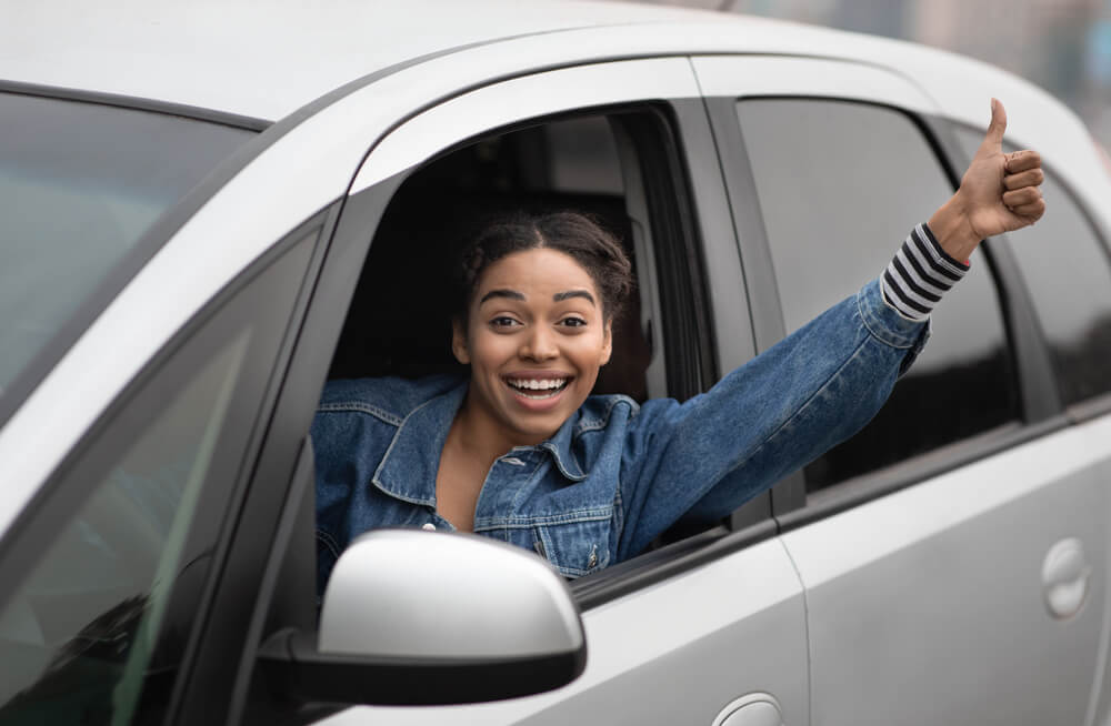 Woman pawning a car