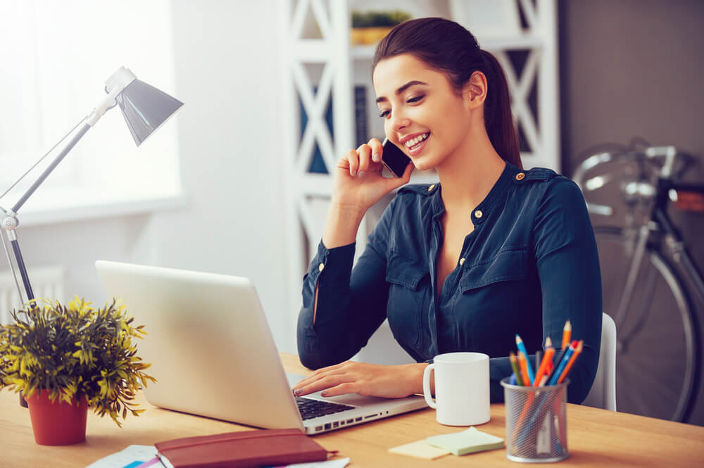 woman getting an over the phone loans